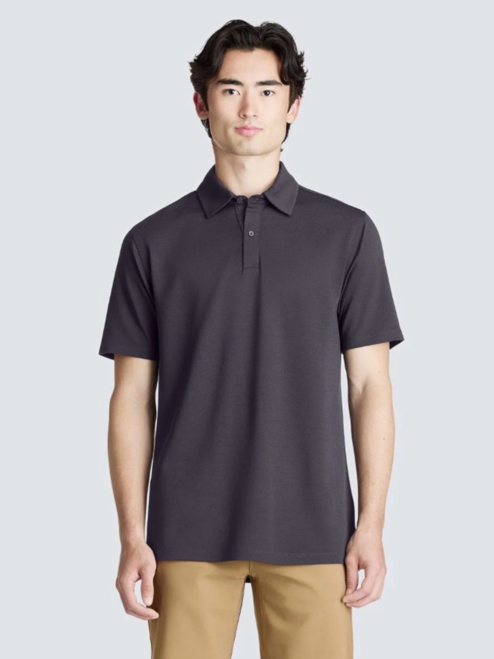 Unbound Merino Classic Men's Short Sleeve Polo in Charcoal